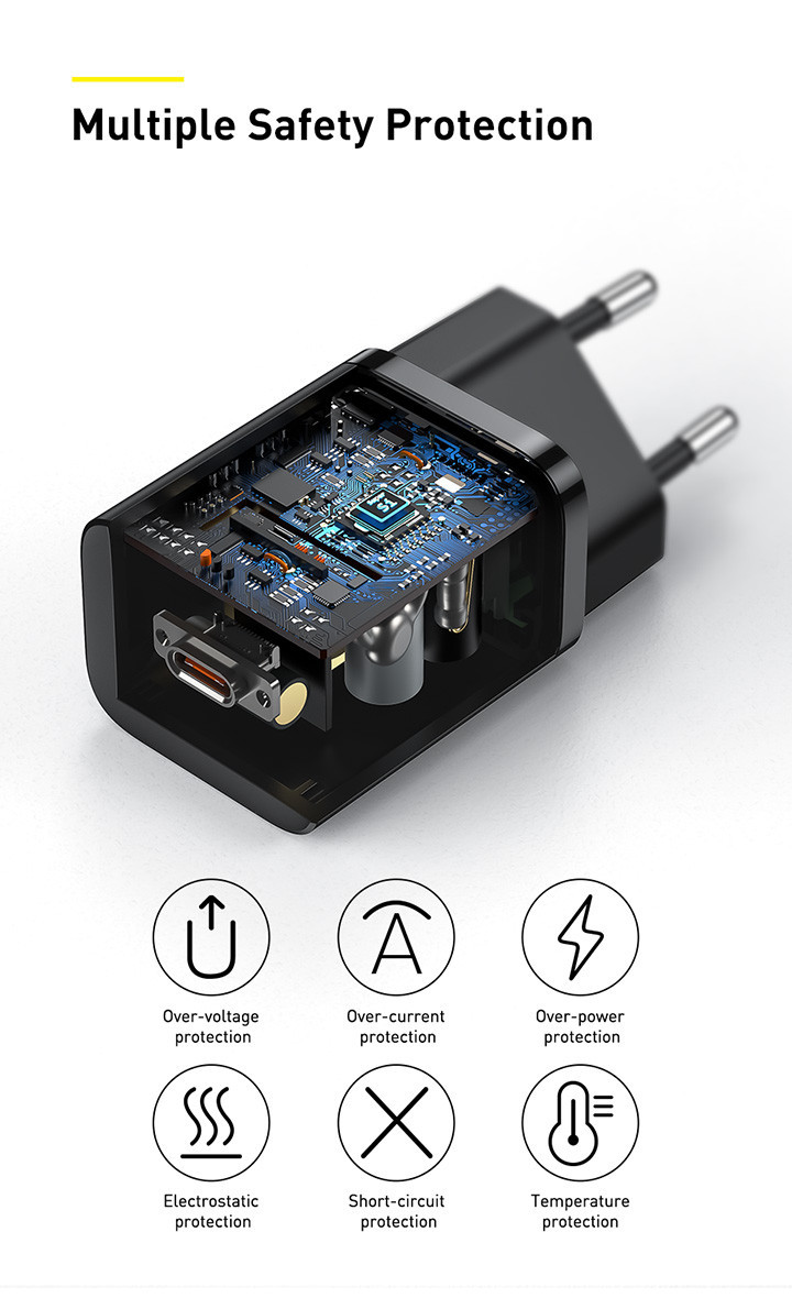 Mô tả Bộ sạc nhanh Type-C Baseus Super Si 25W PD/ QC3.0 Quick charger, With Cable Type-C To Type-C 1m - 7