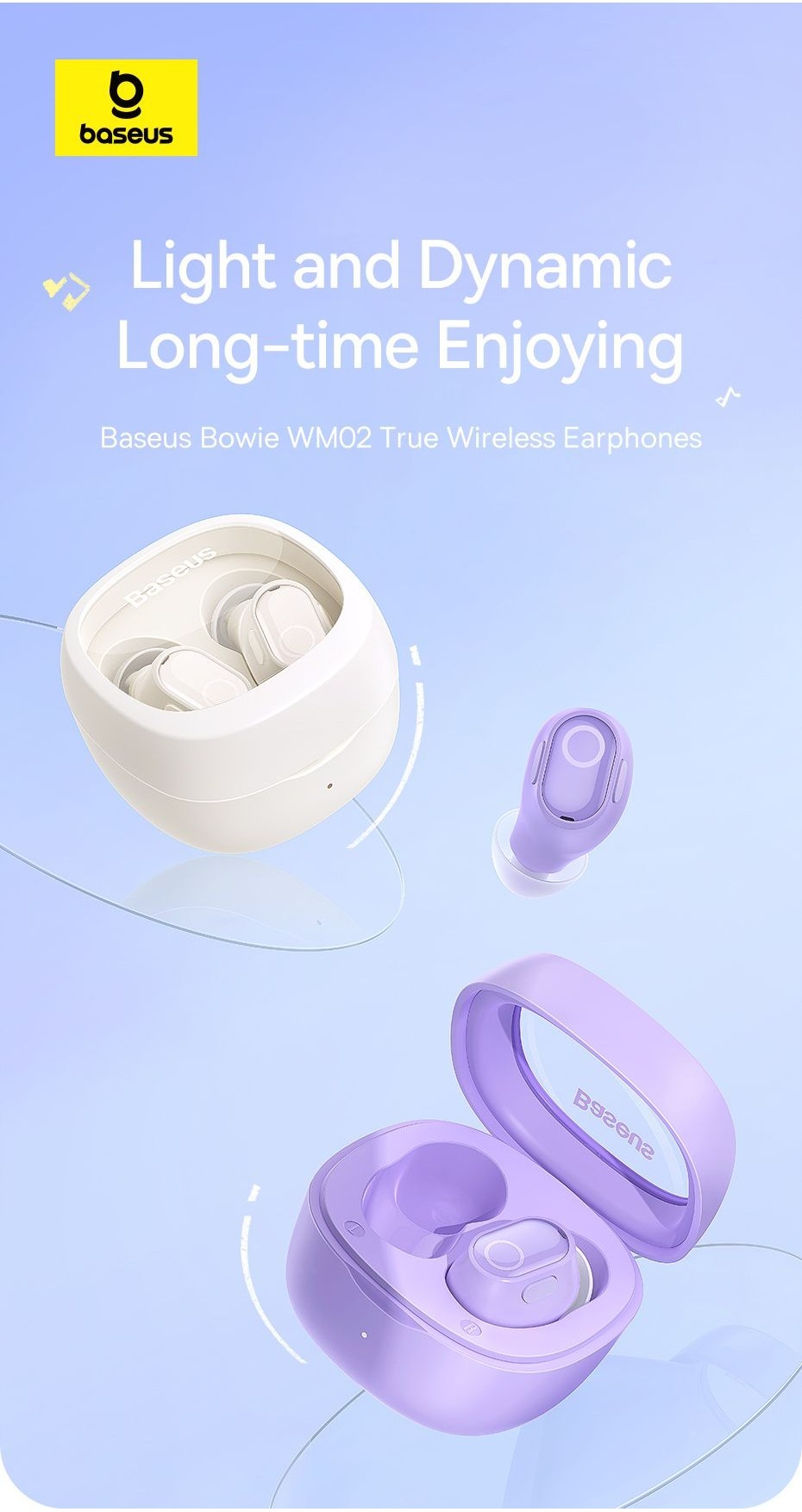 Mô tả Tai nghe Bluetooth True Wireless Baseus Bowie Wm02 bluetooth 5.3 25h sử dụng App điều khiển - 1