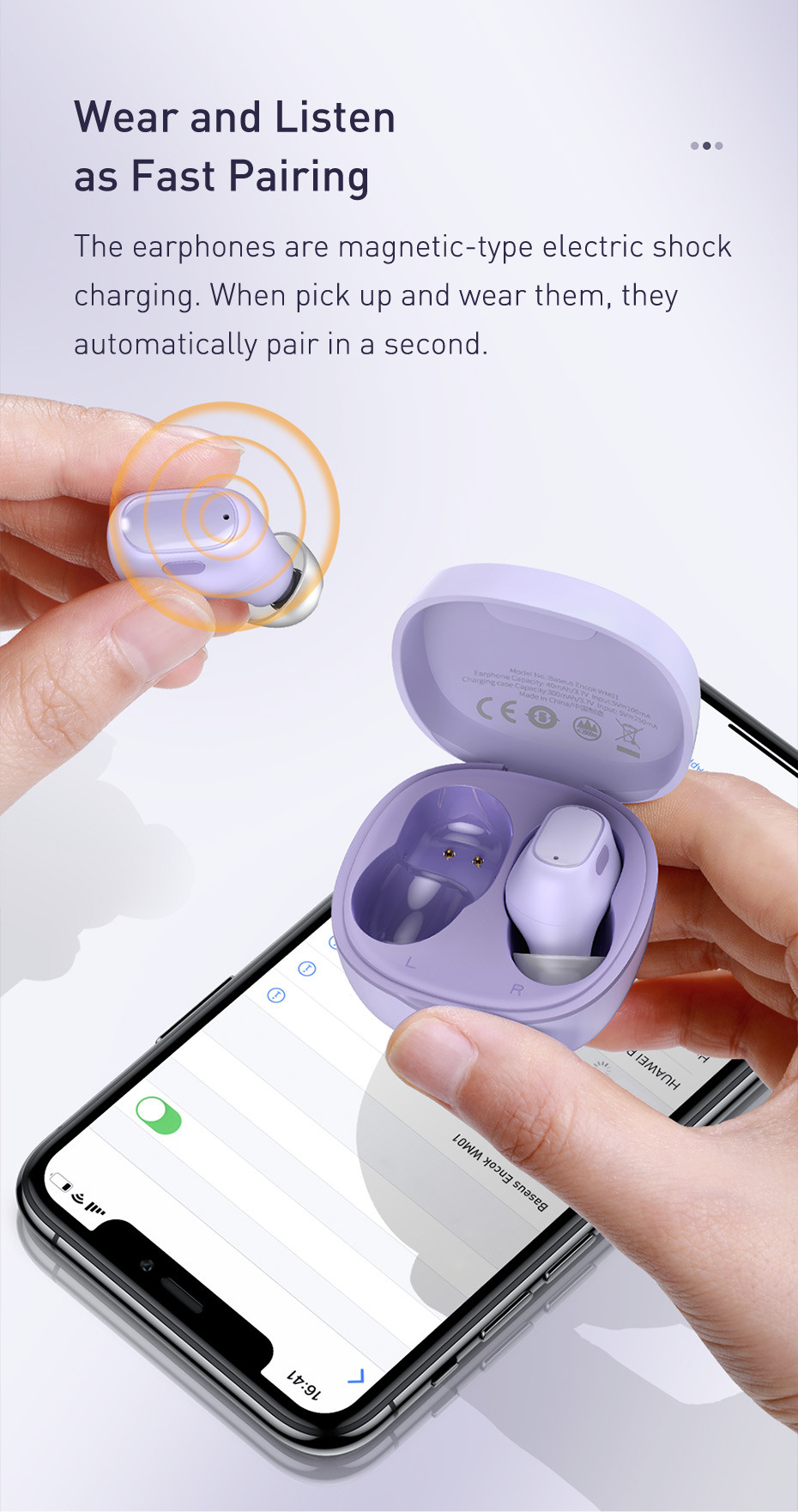 Mô tả Tai nghe Bluetooth True Wireless Baseus Bowie Wm01 bluetooth 5.0 Stereo Earbuds cảm ứng chạm - 5