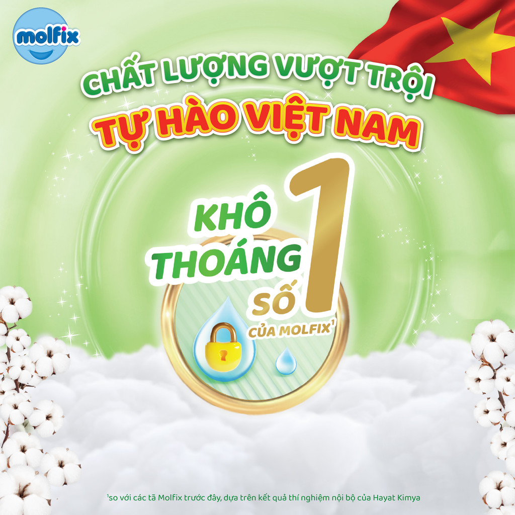 Mô tả Combo 2 Tã/bỉm dán Molfix Thiên nhiên Super Jumbo M (6kg - 11kg) - 2 Gói - 152 miếng - 4