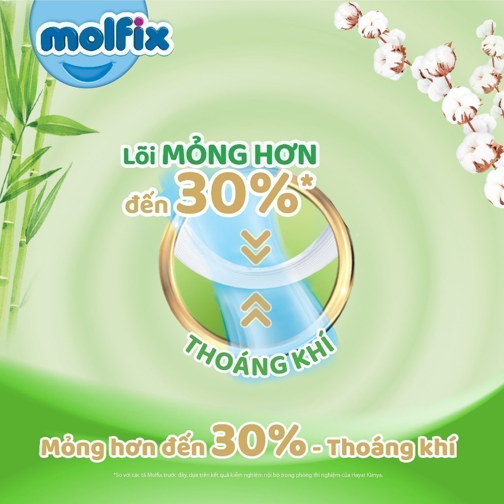 Mô tả Combo 2 Tã/bỉm dán Molfix Thiên nhiên Super Jumbo M (6kg - 11kg) - 2 Gói - 152 miếng - 7