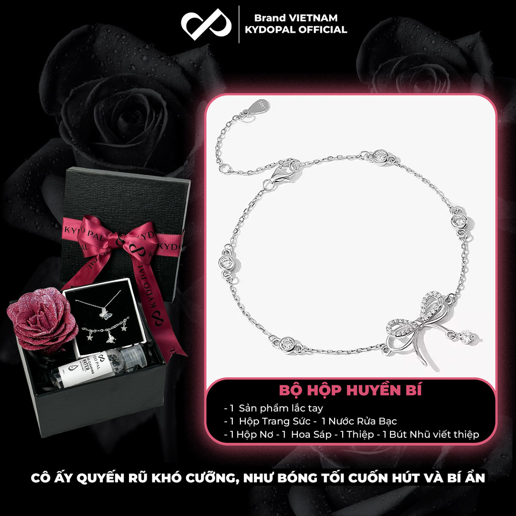 Mô tả Lắc tay bạc KYDOPAL charm nơ đính đá cá tính trang sức nữ cao cấp ý 925 - PAL9B6L7 - 1