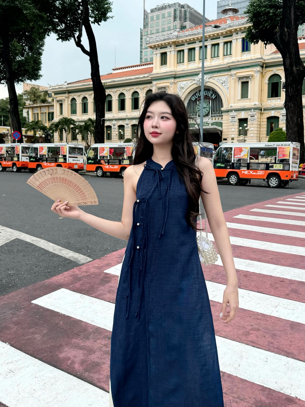 Ao Dai Yem GAGO xanh jean