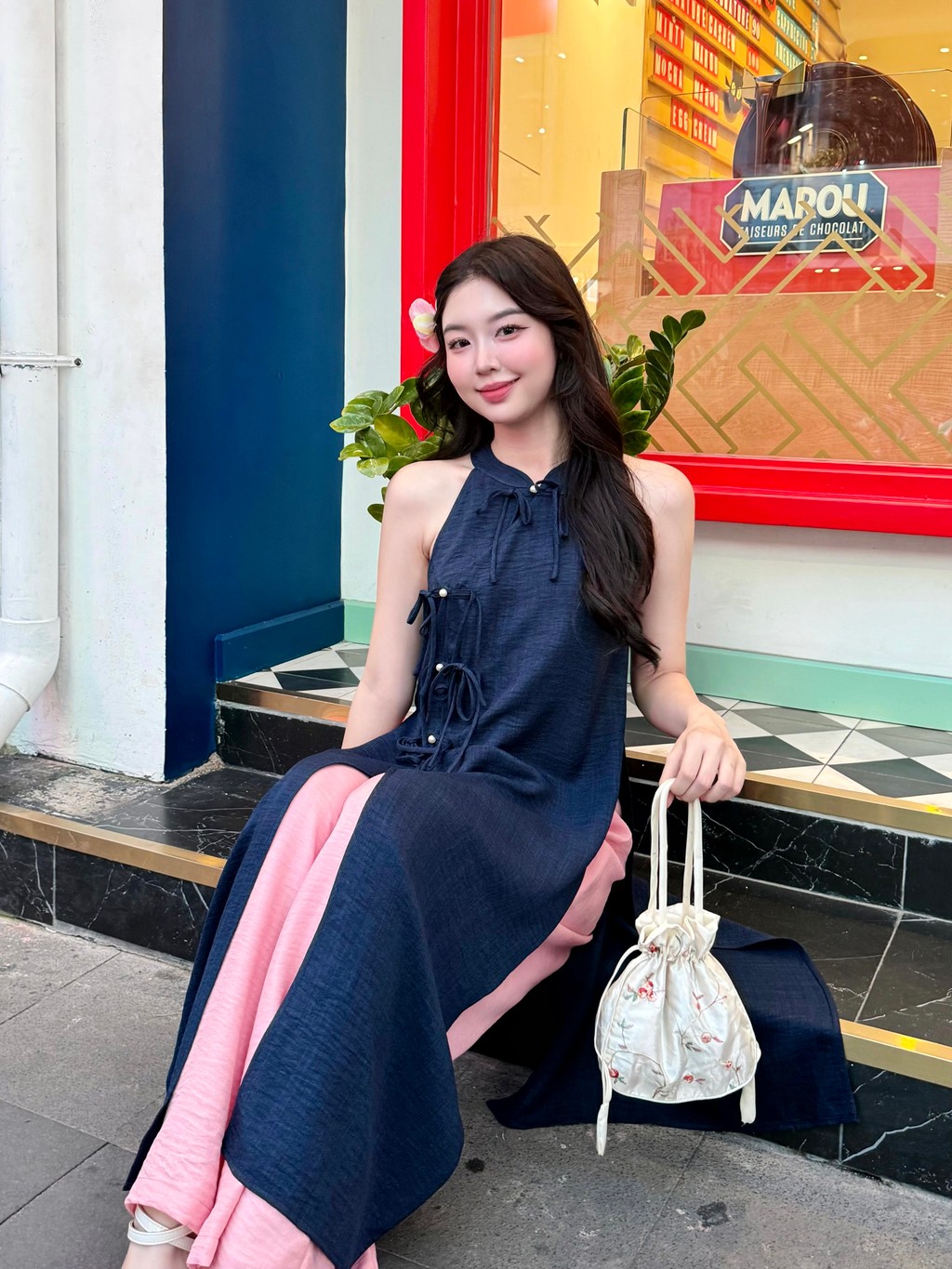 Set ao dai yem GAGO mix do