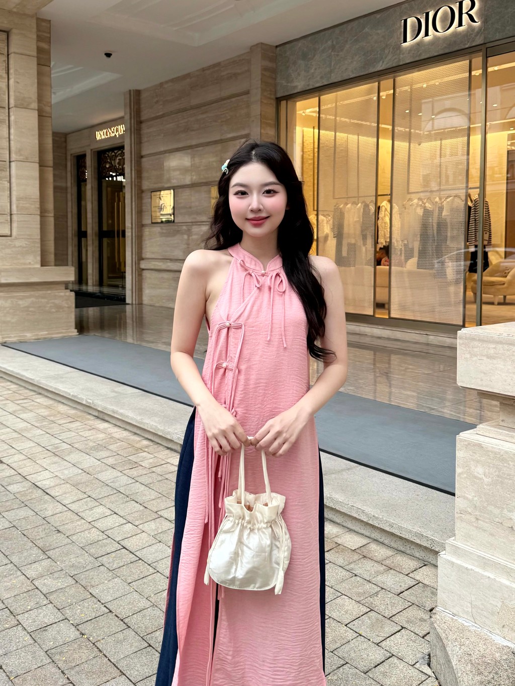 Set ao dai yem GAGO mix xanh
