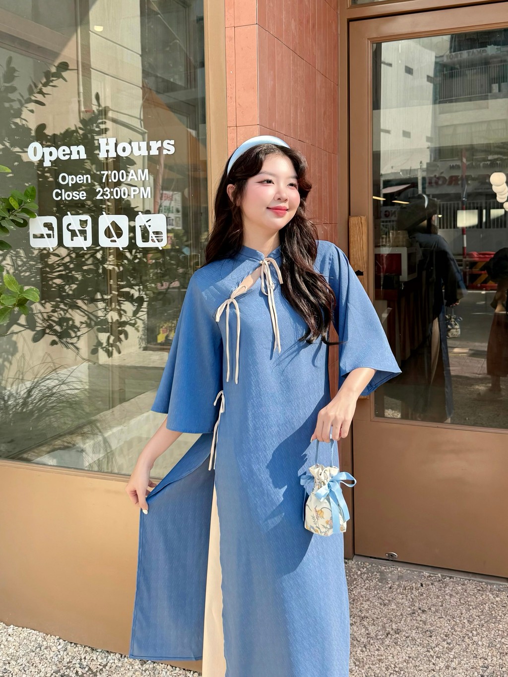 Set áo dài lụa gấm đỏ hoa nhất chi mai GAGO
