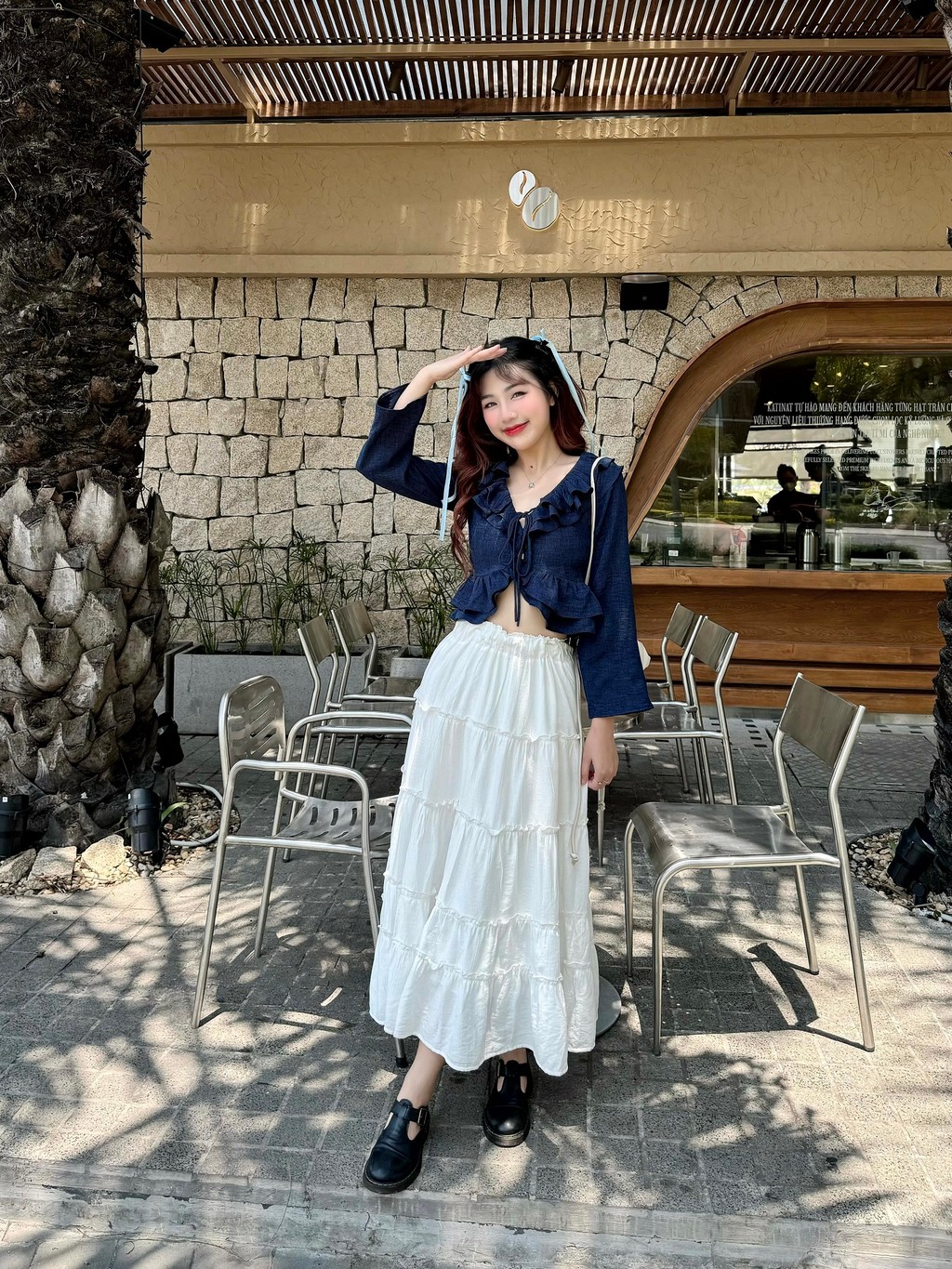 Mô tả Áo sơ mi cổ bèo GAGO Brand nữ cổ V tay dài thắt dây thời trang, áo nữ phong cách tiểu thư GA4708 4638 - 1