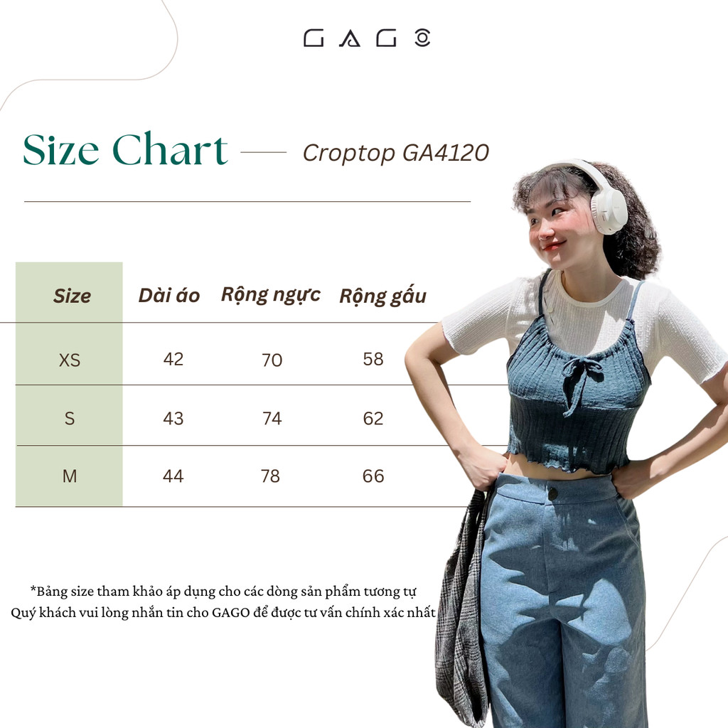 Mô tả Áo Croptop 2 Dây Thun Rút Kiểu Dáng Thời Trang Hàn Quốc Nhiều Màu GAGO Brand GA4120 - 1