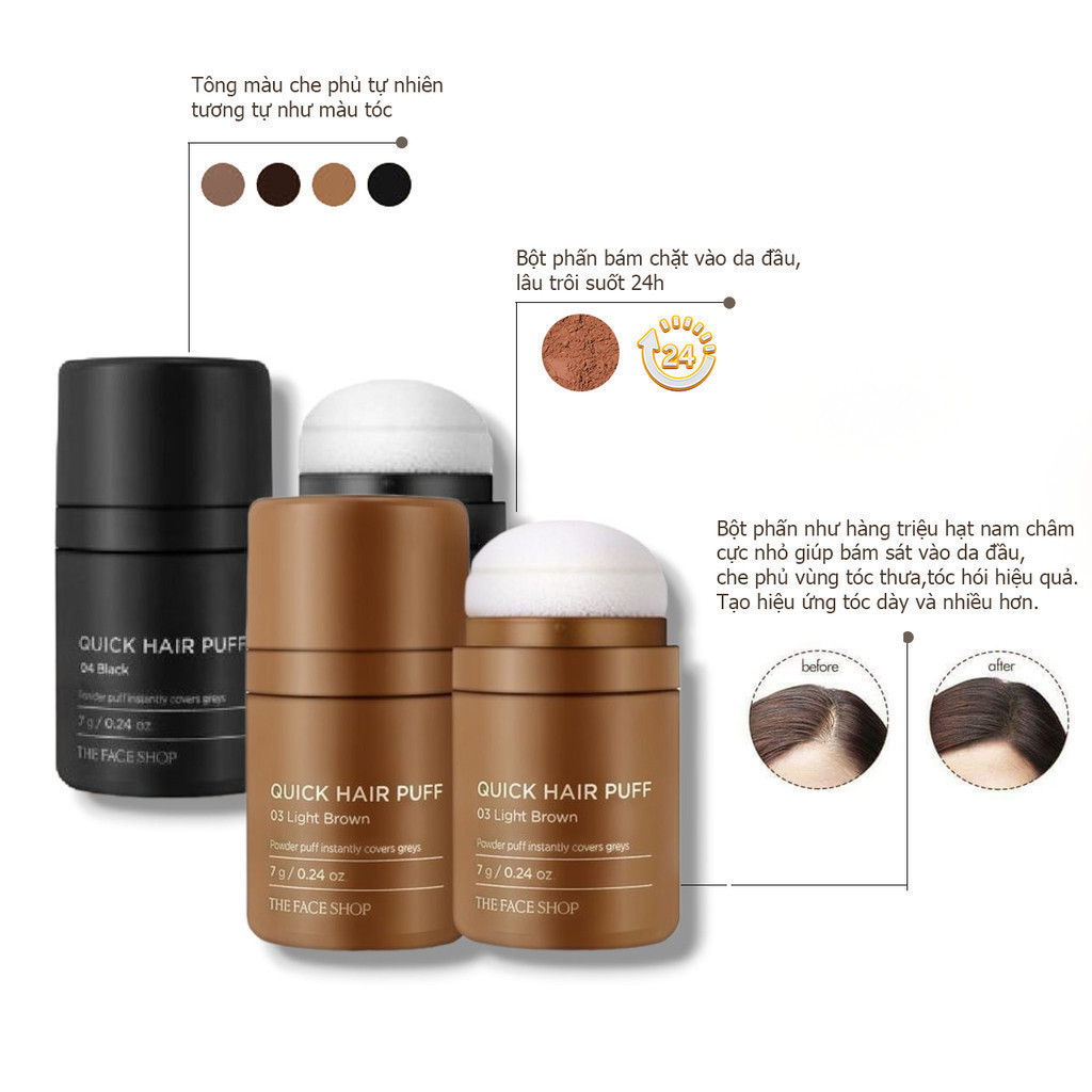 Mô tả Phấn Che Khuyết Điểm Tóc THE FACE SHOP Quick Hair Puff 7g - 3