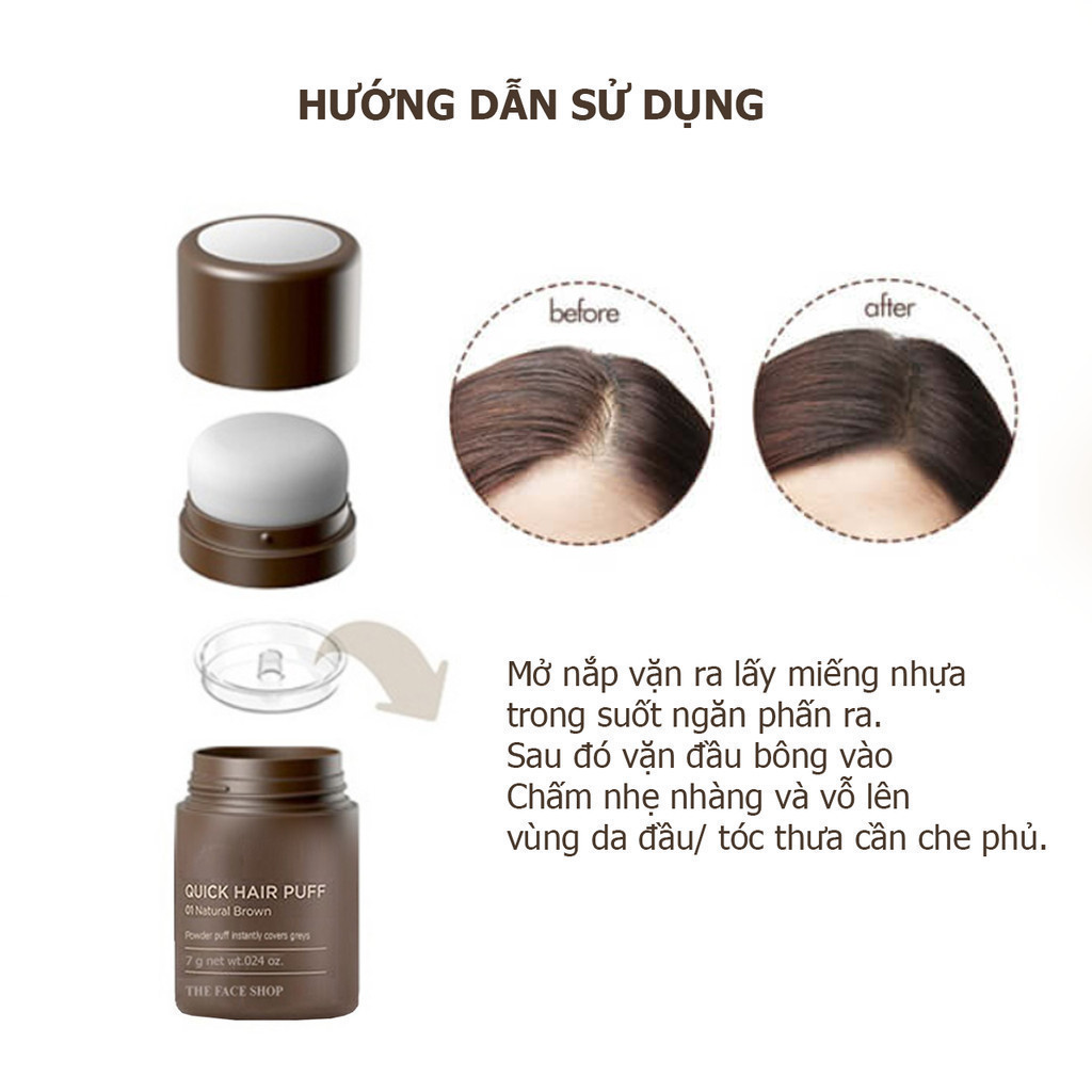 Mô tả Phấn Che Khuyết Điểm Tóc THE FACE SHOP Quick Hair Puff 7g - 5