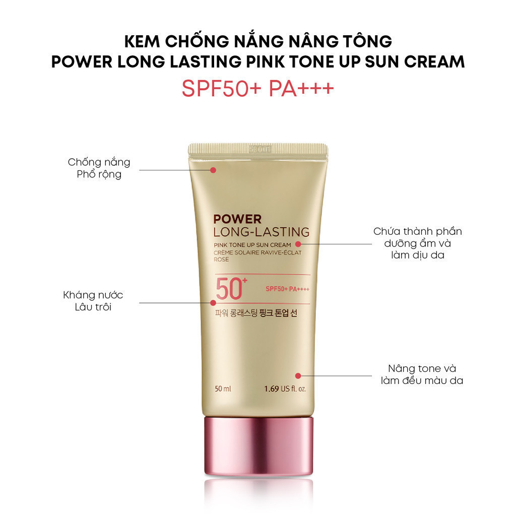 Mô tả Combo 2 Kem Chống Nắng Thefaceshop Power Long Pink Tone Up Spf50++ 50Mlx2 - 1