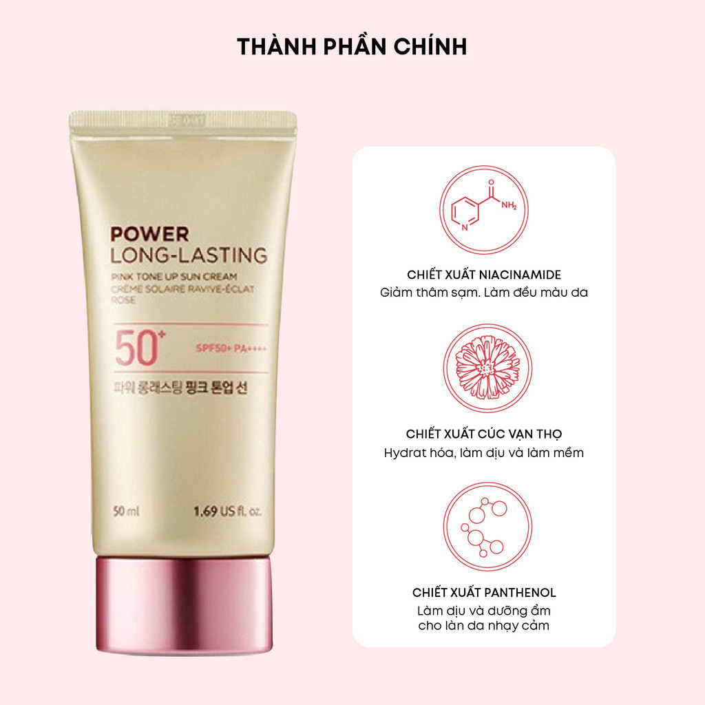 Mô tả Combo 2 Kem Chống Nắng Thefaceshop Power Long Pink Tone Up Spf50++ 50Mlx2 - 3