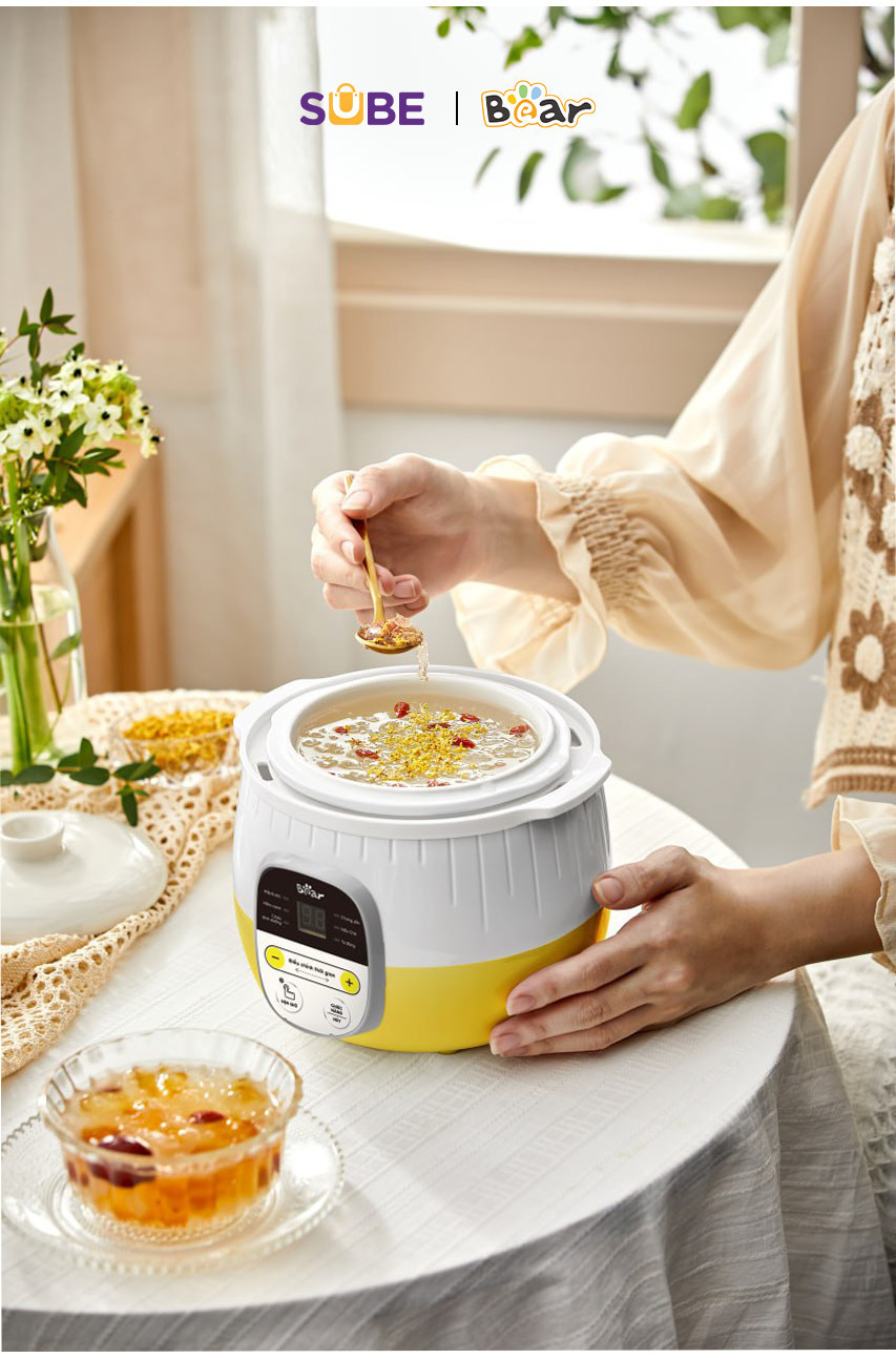 Mô tả Combo Ăn Dặm Nồi Nấu Cháo Chậm 0.8L BEAR SUBE001 và Máy Xay Ăn Dặm 0.3L 8 Lưỡi B03V8 Nồi Nấu Cháo Chậm Máy Xay Thực Phẩm - 1