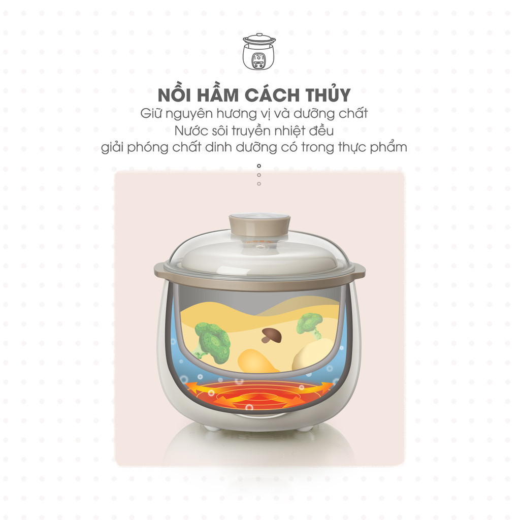 Mô tả Combo Ăn Dặm Nồi Nấu Cháo Chậm 0.8L BEAR SUBE001 và Máy Xay Ăn Dặm 0.3L 8 Lưỡi B03V8 Nồi Nấu Cháo Chậm Máy Xay Thực Phẩm - 7
