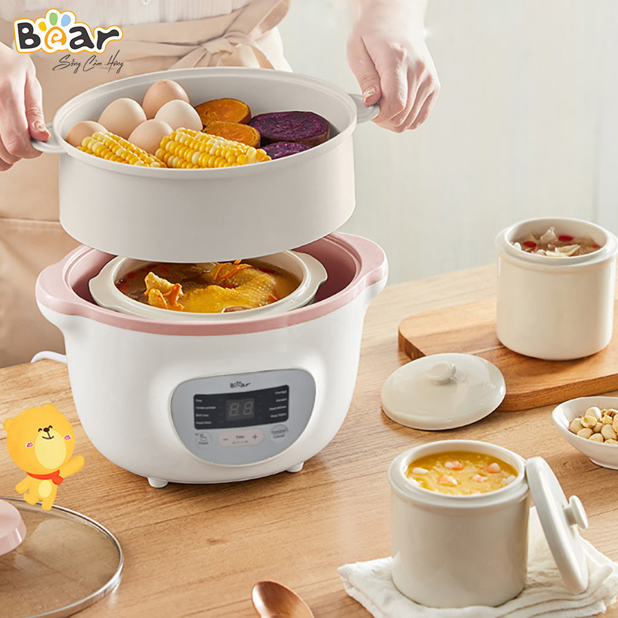 Mô tả Combo Nồi Nấu Cháo Chậm BEAR 1.6L SUBE002 Tiếng Việt và Máy Xay Ăn Dặm 0.3L BEAR 8 Lưỡi GR-B03V8 Nấu Cháo Chưng Yến - 1