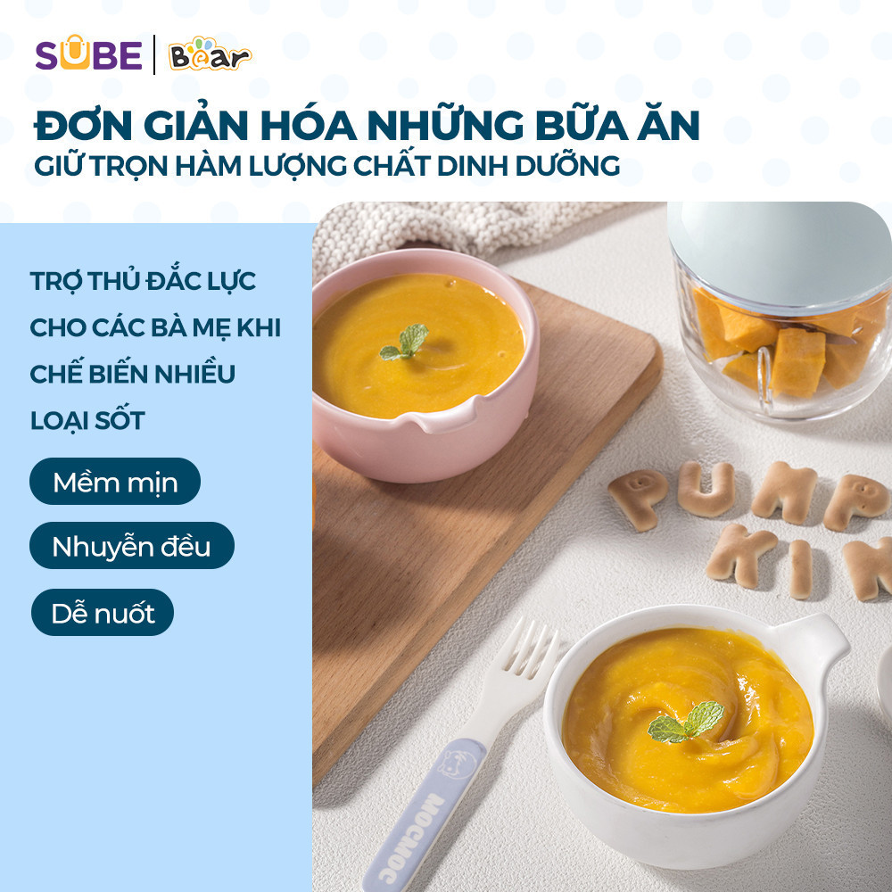 Mô tả Combo Nồi Nấu Cháo Chậm BEAR 1.6L SUBE002 Tiếng Việt và Máy Xay Ăn Dặm 0.3L BEAR 8 Lưỡi GR-B03V8 Nấu Cháo Chưng Yến - 4