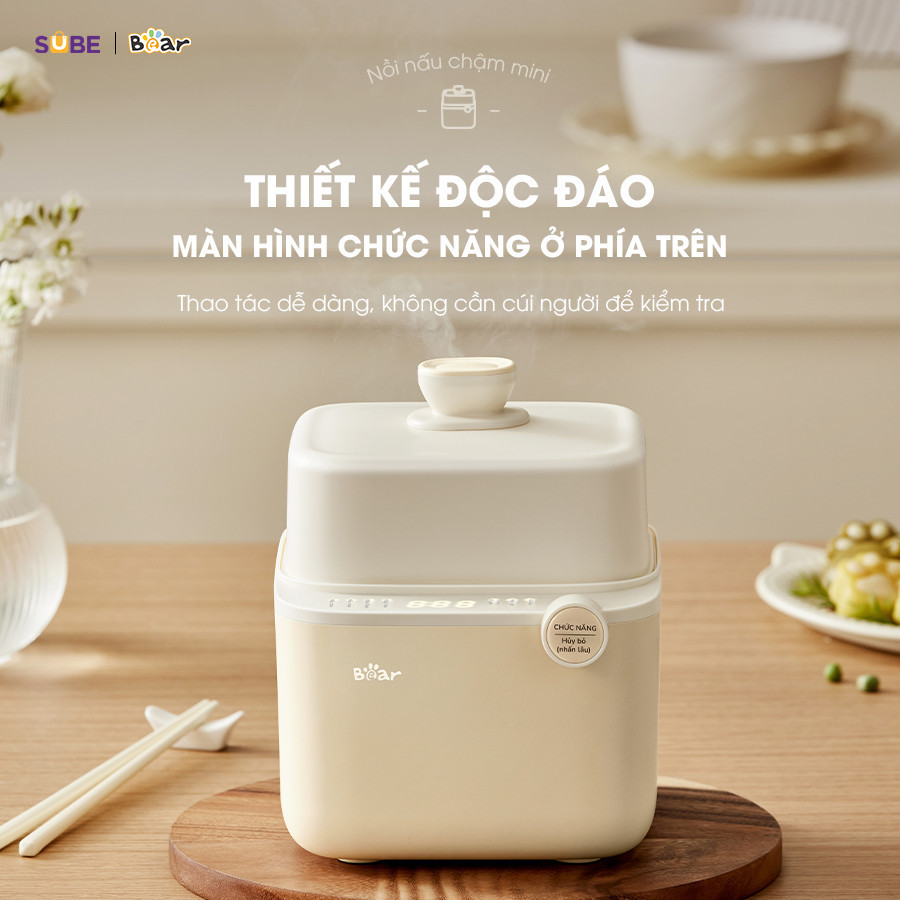 Mô tả Nồi Nấu Cháo Chậm BEAR 0.8L 7 Chế Độ Nồi Nấu Chưng Yến Hầm Hấp Ninh Cháo Cách Thủy Giữ Trọn Chất Dinh Dưỡng NNC08 - 7