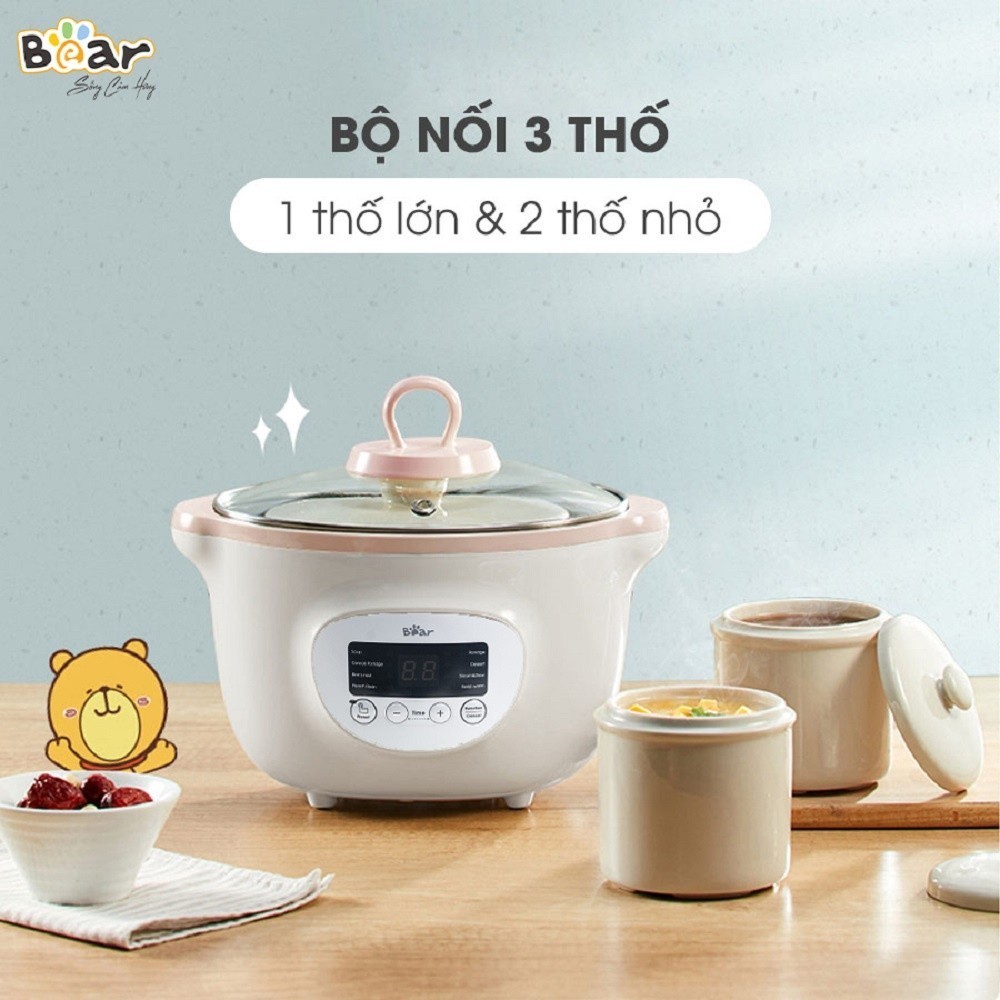 Mô tả Nồi Nấu Cháo Chậm BEAR 1.6L Nồi Nấu Chậm Cho Bé 7 Chế Độ Nồi Chưng Yến Hấp Hầm Canh Súp Chè Giữ Ấm Bản TViệt SUBE002 - 1