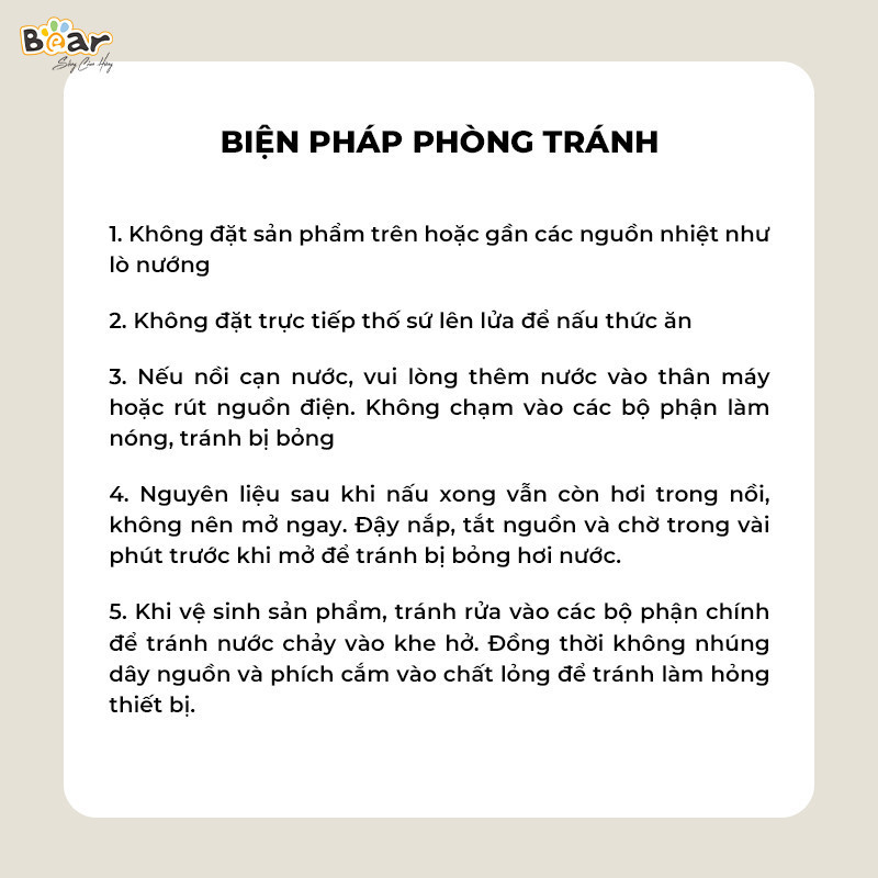 Mô tả Nồi Nấu Cháo Chậm BEAR 1.6L 6 Chế Độ Ninh Nấu Hầm Chưng Yến Hấp Cách Thuỷ Tiện Lợi Giữ Chất Dinh Dưỡng SB-NNC16 - 9