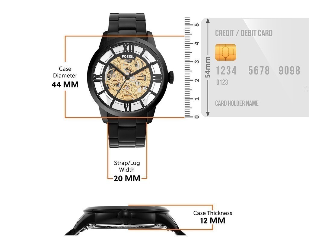 Đồng hồ cơ nam Fossil Townsman Automatic, dây kim loại, mặt 44 MM, màu ...