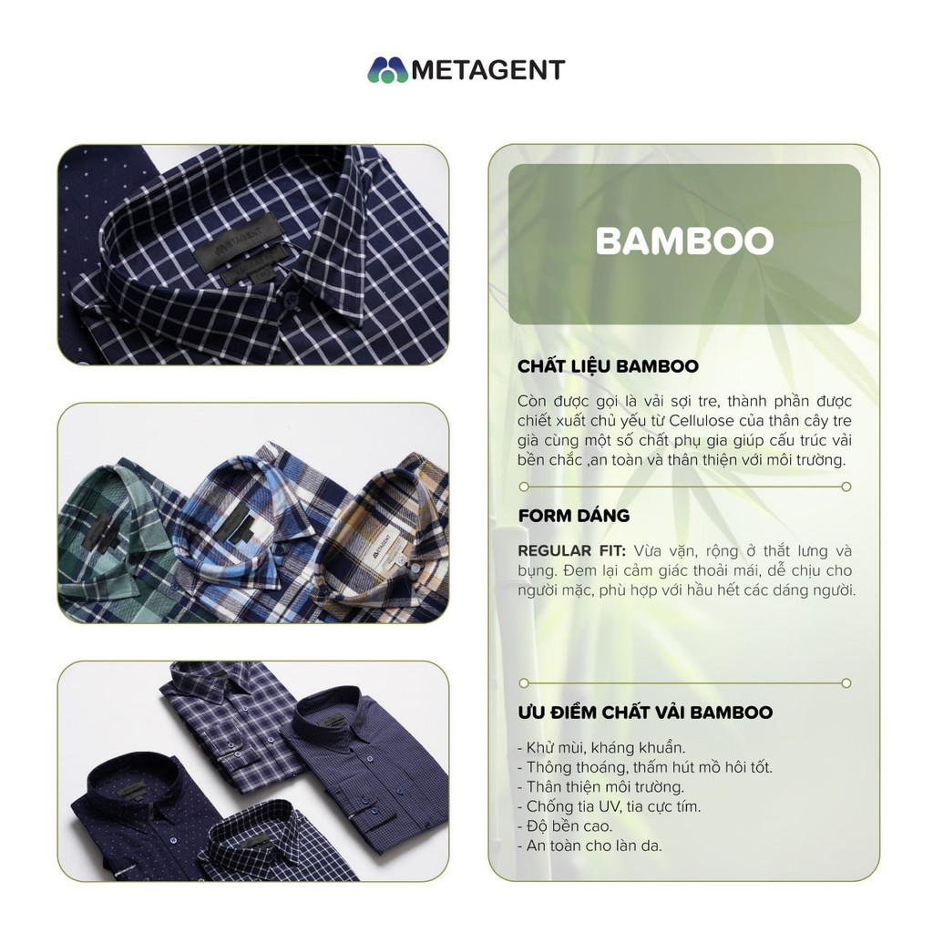 Mô tả Áo sơ mi cổ đức chất liệu BAMBOO cao cấp Metagent MS 17E3892 - 2
