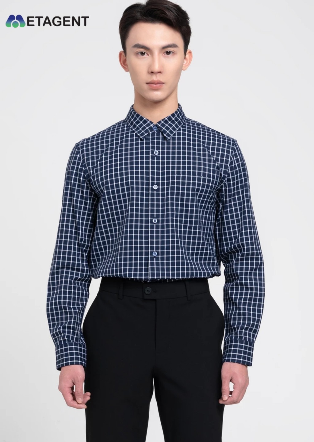 Mô tả Áo sơ mi nam họa tiết kẻ dáng Regular Fit Metagent MS 17E3771 - 3