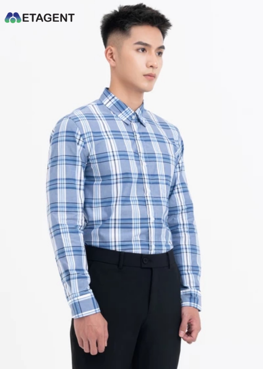 Mô tả Áo sơ mi nam họa tiết kẻ dáng Regular Fit Metagent MS 17E3771 - 8
