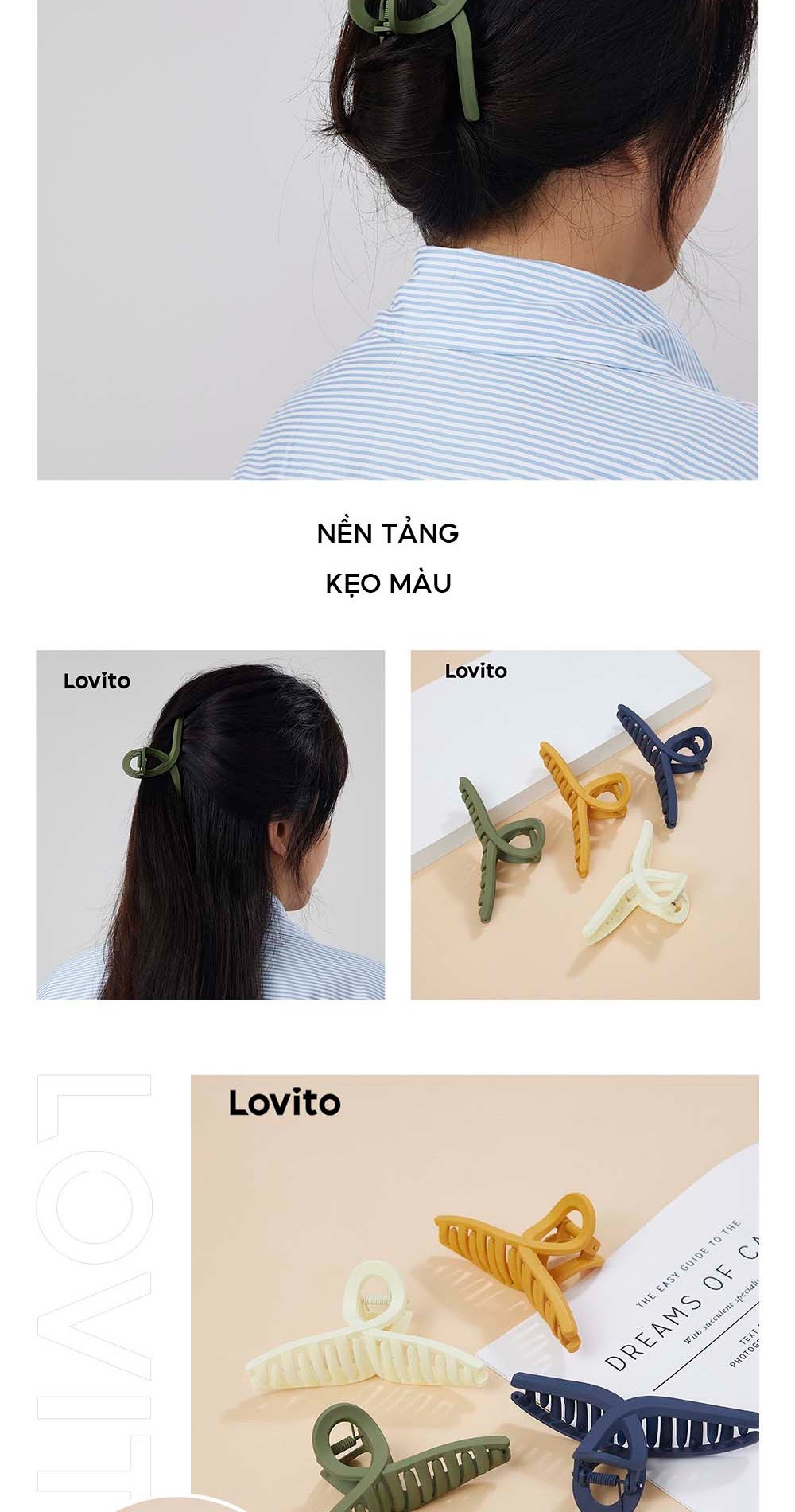 Mô tả Kẹp tóc Lovito kiểu cơ bản phong cách thường ngày L004003 (Màu Xanh dương đậm/xanh lá cây/Vàng/Trắng) - 2