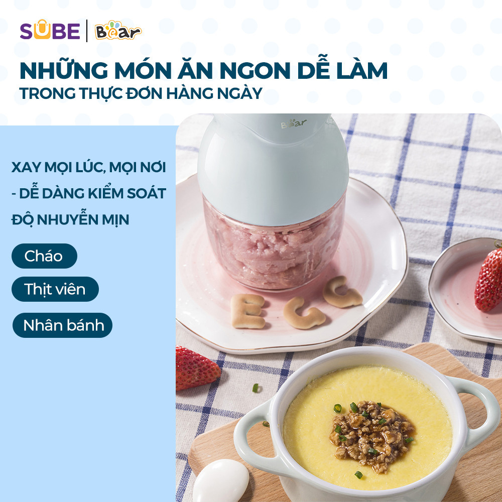 Mô tả Phụ Kiện Máy Xay Ăn Dặm B03V8 Bear Cối Xay & Nắp Lưỡi Dao 8 Lưỡi Xay Máy Xay Mini Cầm Tay Ăn Dặm Cho Bé - 2