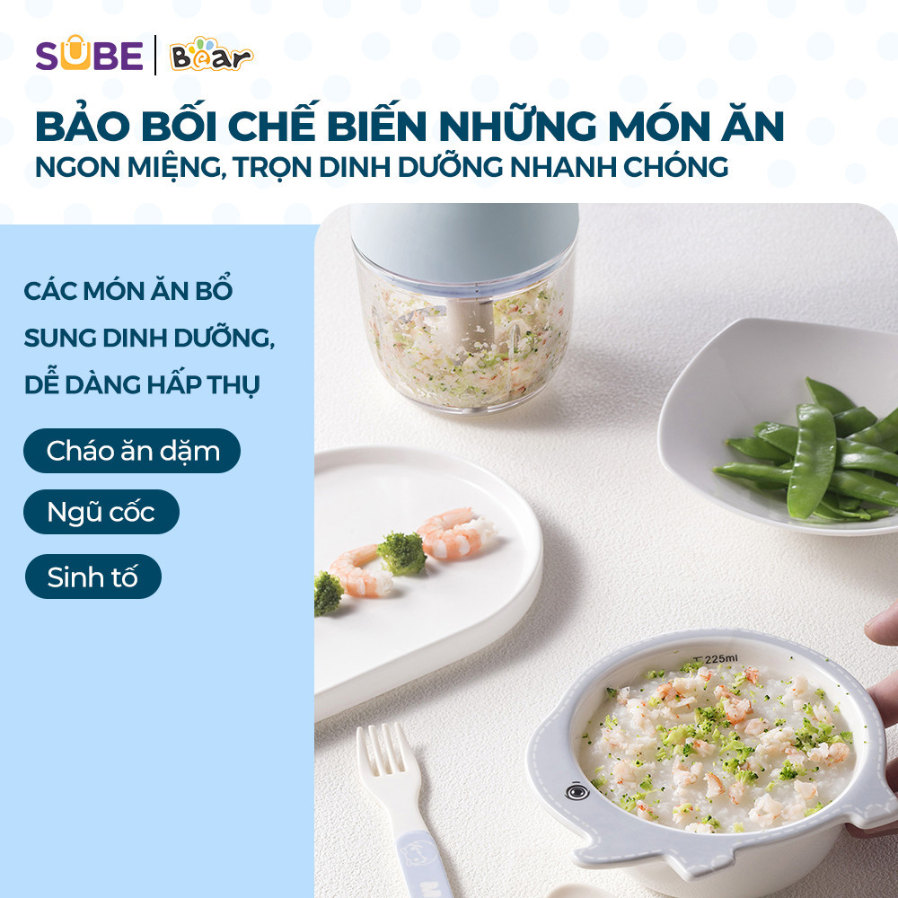 Mô tả Phụ Kiện Máy Xay Ăn Dặm B03V8 Bear Cối Xay & Nắp Lưỡi Dao 8 Lưỡi Xay Máy Xay Mini Cầm Tay Ăn Dặm Cho Bé - 5