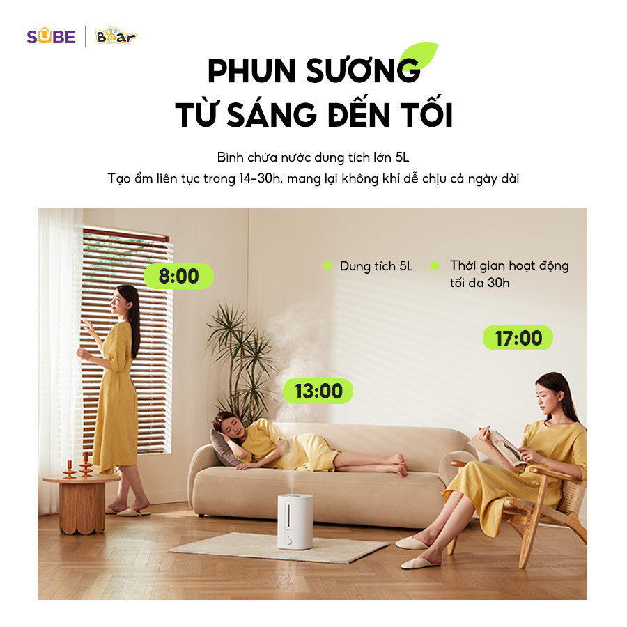 Mô tả Máy Phun Sương Tạo Ẩm Bear Máy Tạo Độ Ẩm Phun Sương 2 Chế Độ Máy Phun Sương Làm Mát Máy Xông Dung Tích 5L SB-TA50M - 12