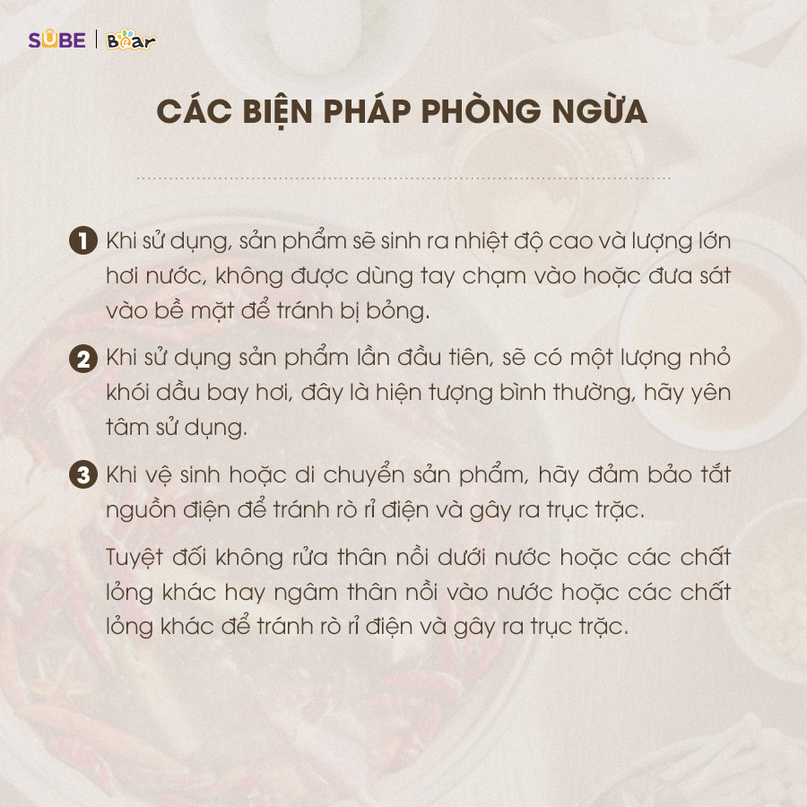 Mô tả Nồi Lẩu Điện Đa Năng 5L Bear Chiên Xào Nấu Đế Tách Rời Sôi Nhanh Tiết Kiệm Điện Nhiệt Tỏa Đều Siêu Chống Dính NL05F - 12