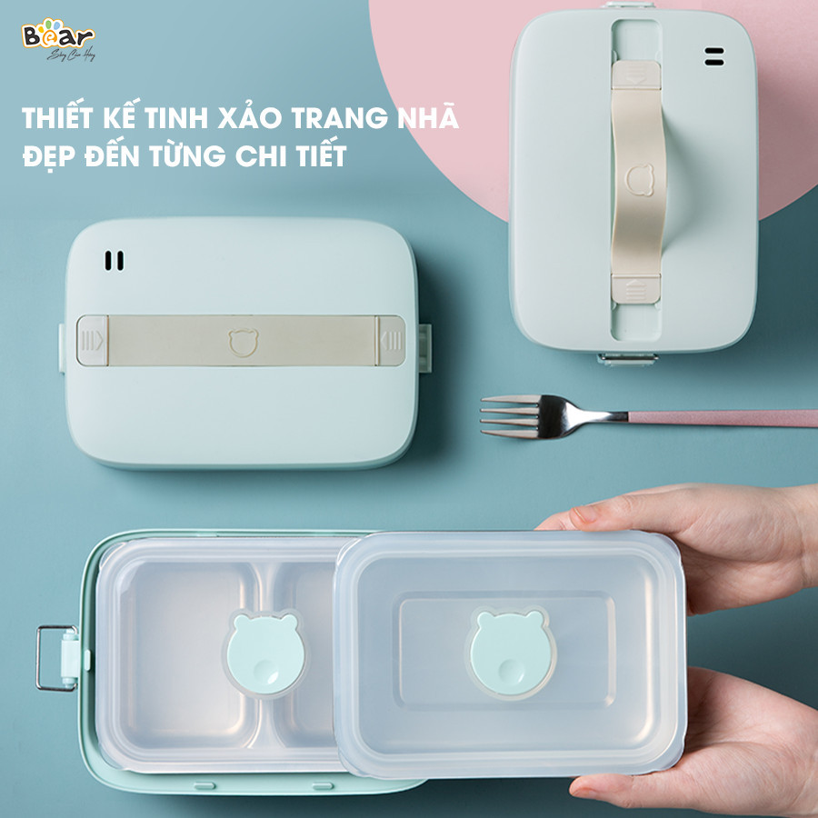Mô tả Hộp Cơm Cắm Điện Bear 2 Tầng 3 Ngăn Dung Tích 1.2L Hâm Nóng Nấu Cơm Hộp Cơm Giữ Nhiệt Hộp Cơm Văn Phòng Cắm Điện HC12L - 6