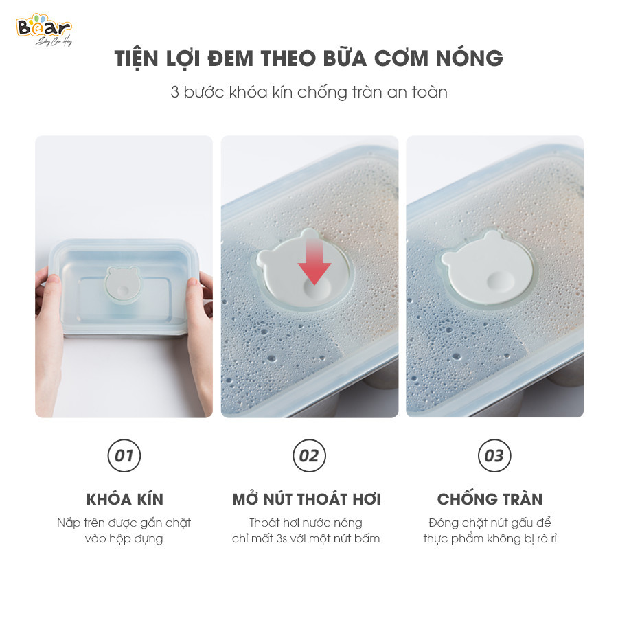 Mô tả Hộp Cơm Cắm Điện Bear 2 Tầng 3 Ngăn Dung Tích 1.2L Hâm Nóng Nấu Cơm Hộp Cơm Giữ Nhiệt Hộp Cơm Văn Phòng Cắm Điện HC12L - 8
