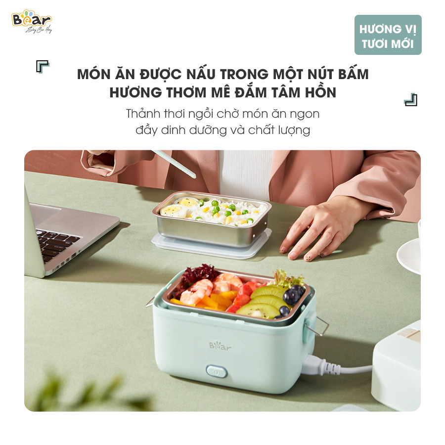 Mô tả Hộp Cơm Cắm Điện Bear 2 Tầng 3 Ngăn Dung Tích 1.2L Hâm Nóng Nấu Cơm Hộp Cơm Giữ Nhiệt Hộp Cơm Văn Phòng Cắm Điện HC12L - 9