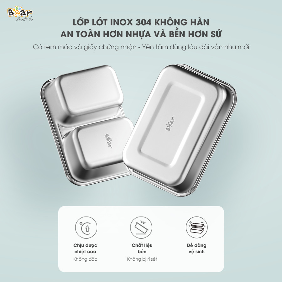 Mô tả Hộp Cơm Cắm Điện Bear 2 Tầng 3 Ngăn Dung Tích 1.2L Hâm Nóng Nấu Cơm Hộp Cơm Giữ Nhiệt Hộp Cơm Văn Phòng Cắm Điện HC12L - 10