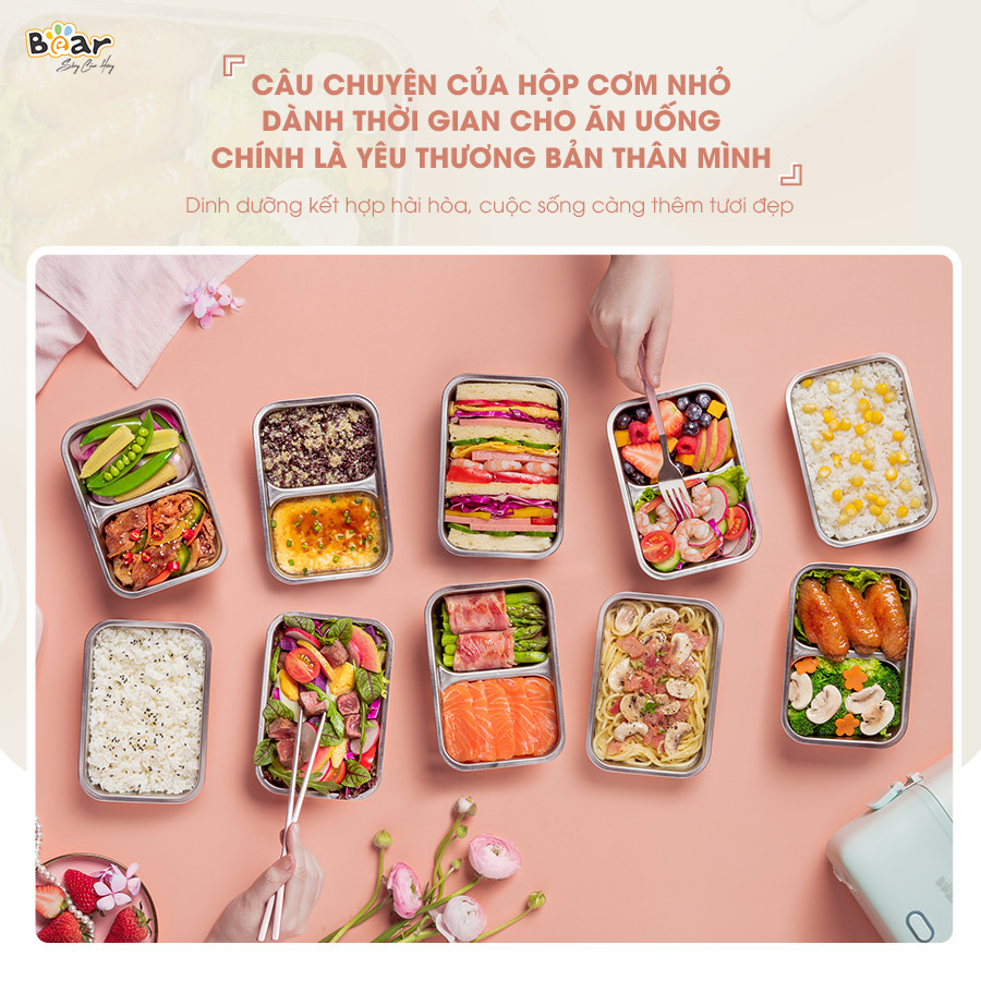 Mô tả Hộp Cơm Cắm Điện Bear 2 Tầng 3 Ngăn Dung Tích 1.2L Hâm Nóng Nấu Cơm Hộp Cơm Giữ Nhiệt Hộp Cơm Văn Phòng Cắm Điện HC12L - 12
