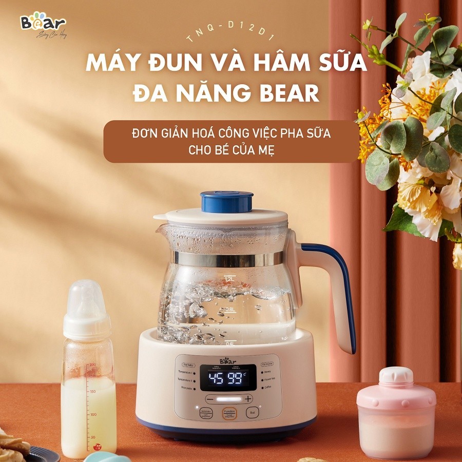 Mô tả Máy Đun Nước Đa Năng Bear Hâm Sữa Thông Minh Khử Clo Pha Sữa An Toàn Cho Bé Bản Tiếng Việt Dễ Dàng Sử Dụng TNQ-D12D1 - 1