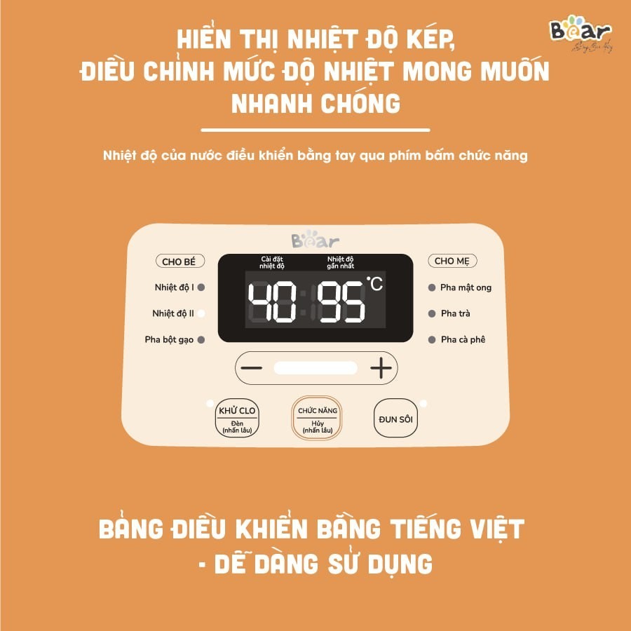 Mô tả Máy Đun Nước Đa Năng Bear Hâm Sữa Thông Minh Khử Clo Pha Sữa An Toàn Cho Bé Bản Tiếng Việt Dễ Dàng Sử Dụng TNQ-D12D1 - 5