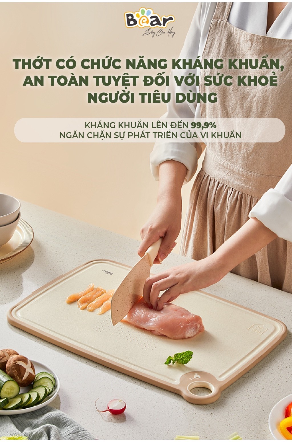 Mô tả Thớt Bear Cao Cấp Chống Khuẩn Chất Liệu An Toàn Bề Mặt Chống Trượt Dễ Vệ Sinh Dùng Nhà Bếp CX-E0023 - 1