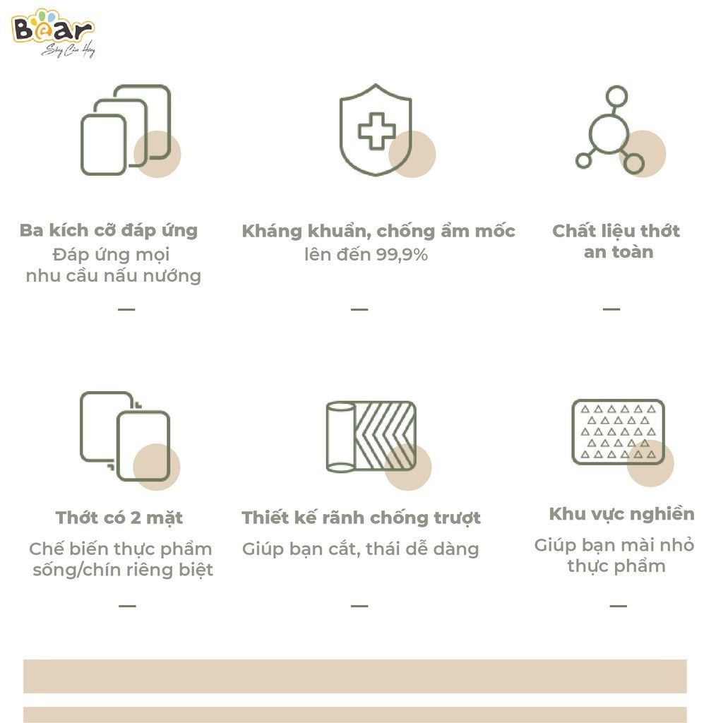Mô tả Thớt Bear Cao Cấp Chống Khuẩn Chất Liệu An Toàn Bề Mặt Chống Trượt Dễ Vệ Sinh Dùng Nhà Bếp CX-E0023 - 2