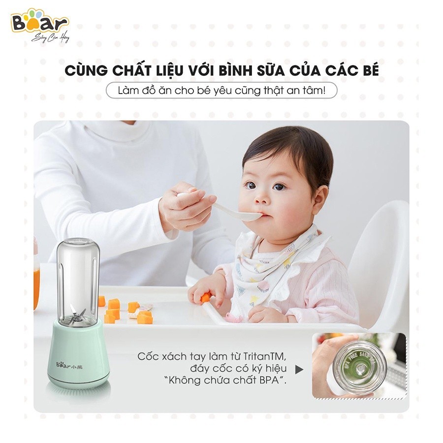 Mô tả Máy Xay Sinh Tố Cầm Tay Bear Dung Tích 600ml Máy Xay Sinh Tố Mini Cầm Tay Máy Say Sinh Tố 3 Cối Máy Say Hoa Quả  D04A1 - 4