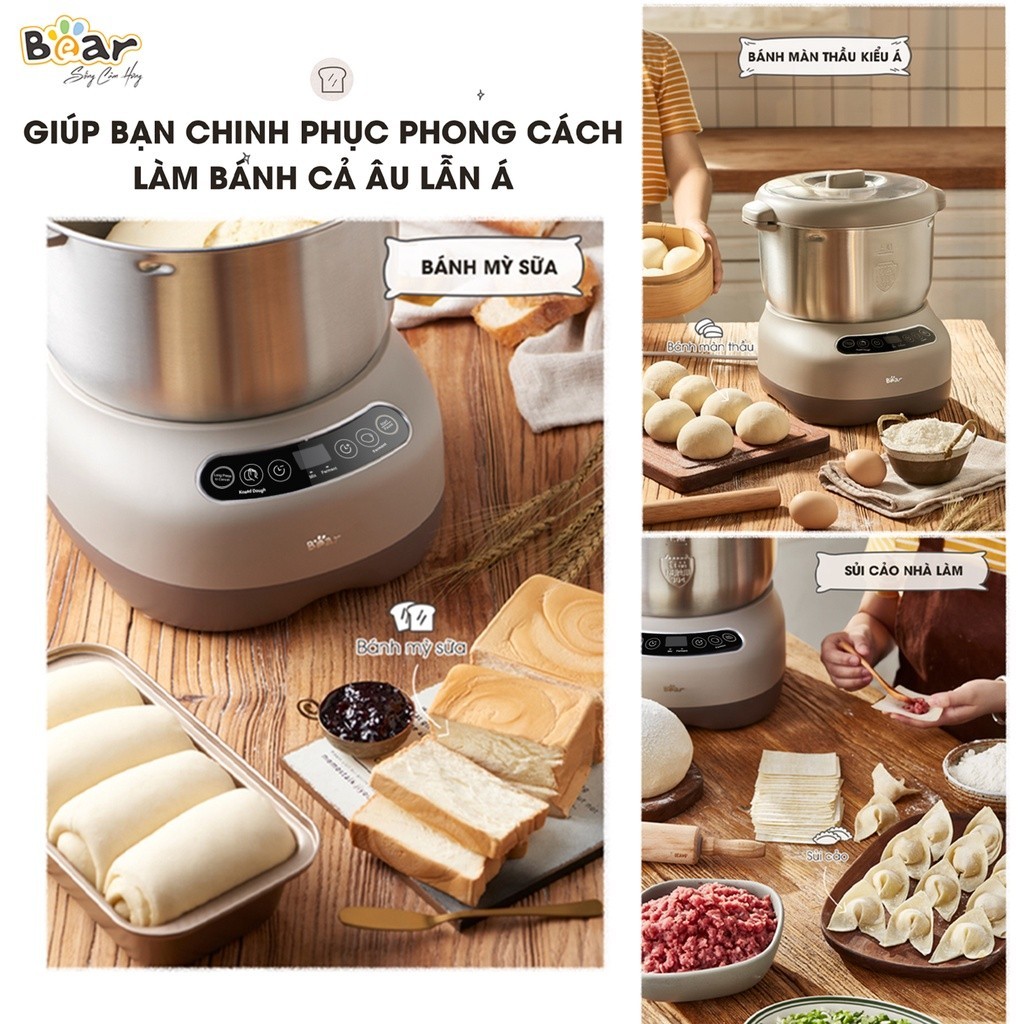Mô tả Máy Nhào Bột Bear 7L Đa Năng Ủ Bột, Trộn Bột, Nhồi Bột Nhanh Công Suất Lớn Bảo Hành Chính Hãng 18 Tháng - DM-B70V1 - 1