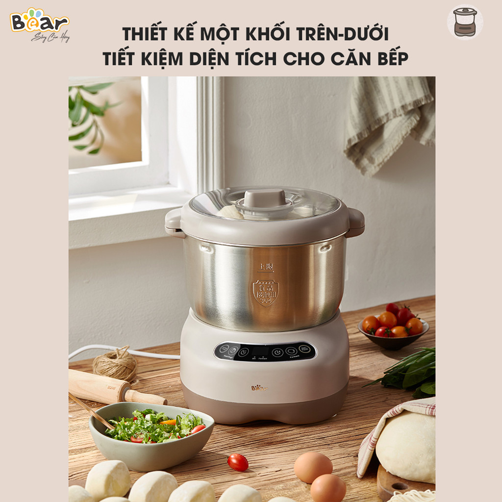 Mô tả Máy Nhào Bột Bear 7L Đa Năng Ủ Bột, Trộn Bột, Nhồi Bột Nhanh Công Suất Lớn Bảo Hành Chính Hãng 18 Tháng - DM-B70V1 - 2