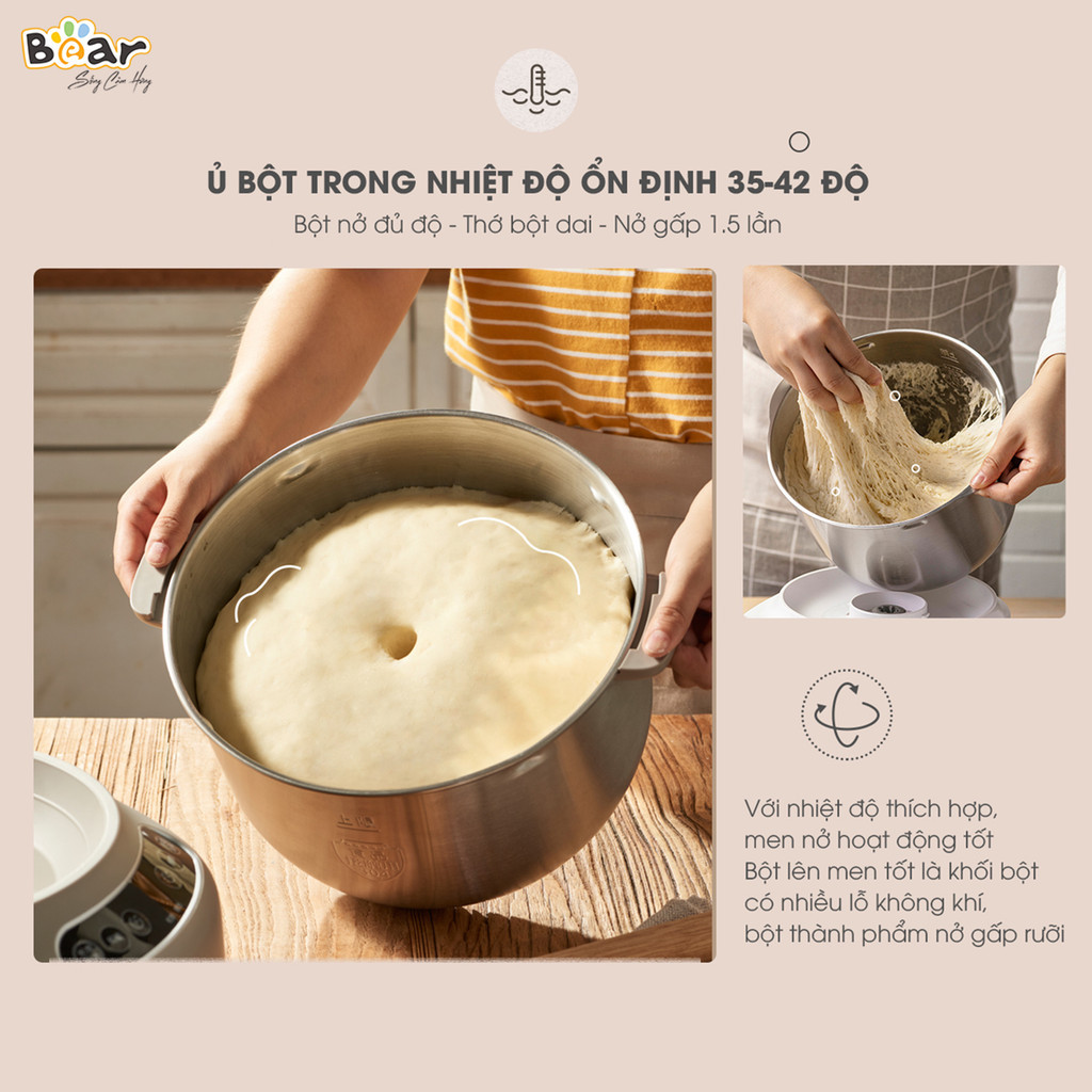 Mô tả Máy Nhào Bột Bear 7L Đa Năng Ủ Bột, Trộn Bột, Nhồi Bột Nhanh Công Suất Lớn Bảo Hành Chính Hãng 18 Tháng - DM-B70V1 - 9