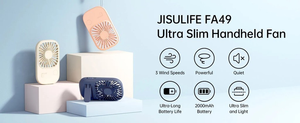 Mô tả Quạt Mini Cầm Tay Jisulife FA49 2000mAh Nhỏ Gọn - Siêu Mỏng - Dễ Thương - Chính Hãng - Bảo Hành 12 Tháng - 2