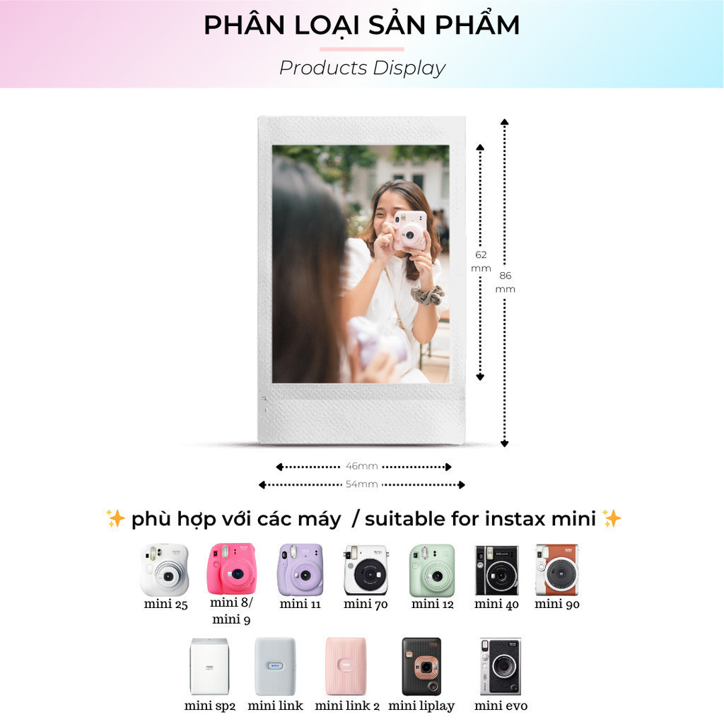 FILM INSTAX MINI VIỀN MÀU NHIỀU KIỂU Chính Hãng Fujifilm Date cao ...