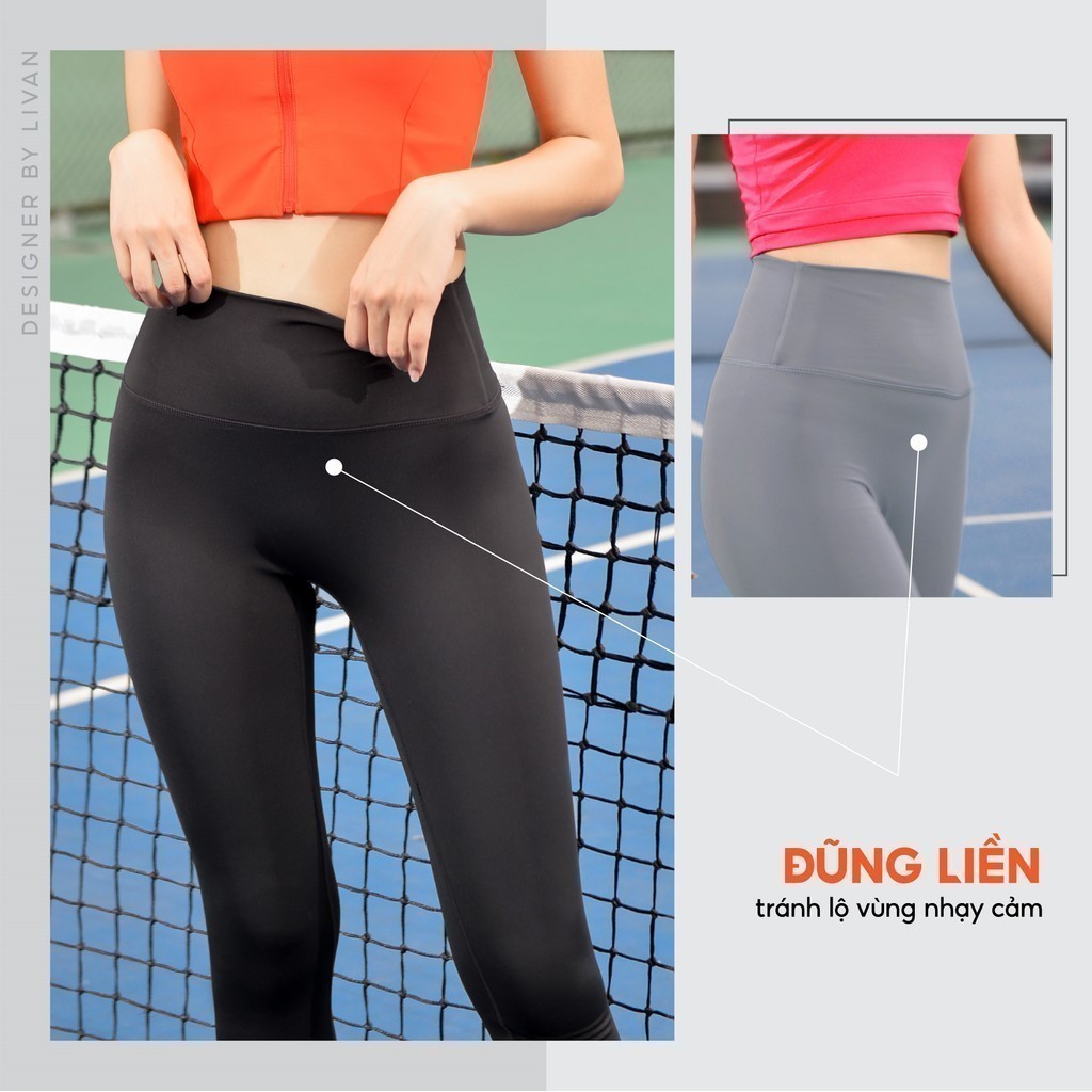 Mô tả Quần Legging Nữ Tập Yoga Basic Livan Sport Co Giãn Cạp Cao Mềm Mịn Ôm Form, Quần Legging Nữ, Quần Legging Tập Gym - 2