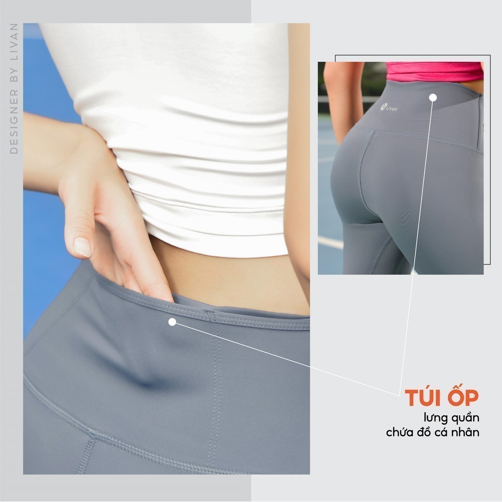 Mô tả Quần Legging Nữ Tập Yoga Basic Livan Sport Co Giãn Cạp Cao Mềm Mịn Ôm Form, Quần Legging Nữ, Quần Legging Tập Gym - 3