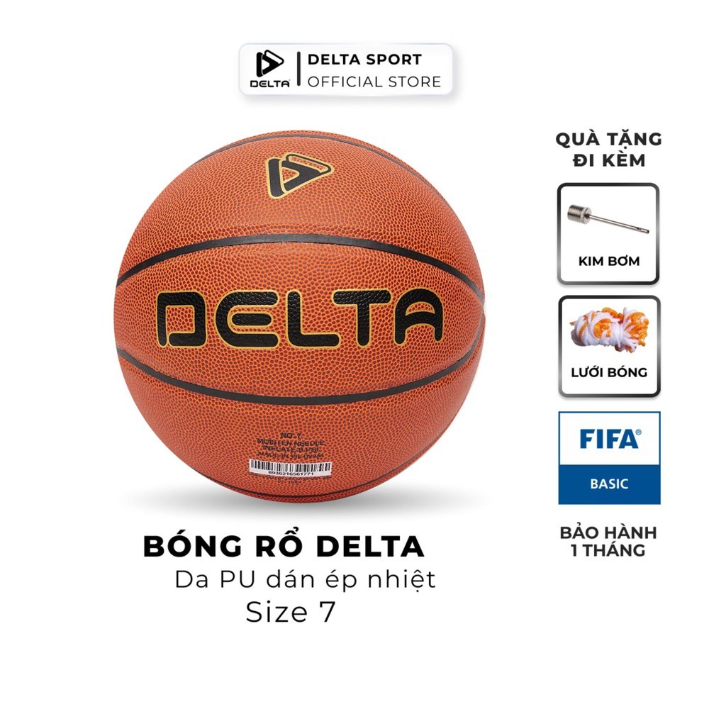 Mô tả Bóng Rổ DELTA Size 7 Dán Ép Nhiệt Da PU Microfiber Độ Đàn Hồi Cao Đạt Chuẩn Cao Độ Tròn Nảy 1771-7B - 1